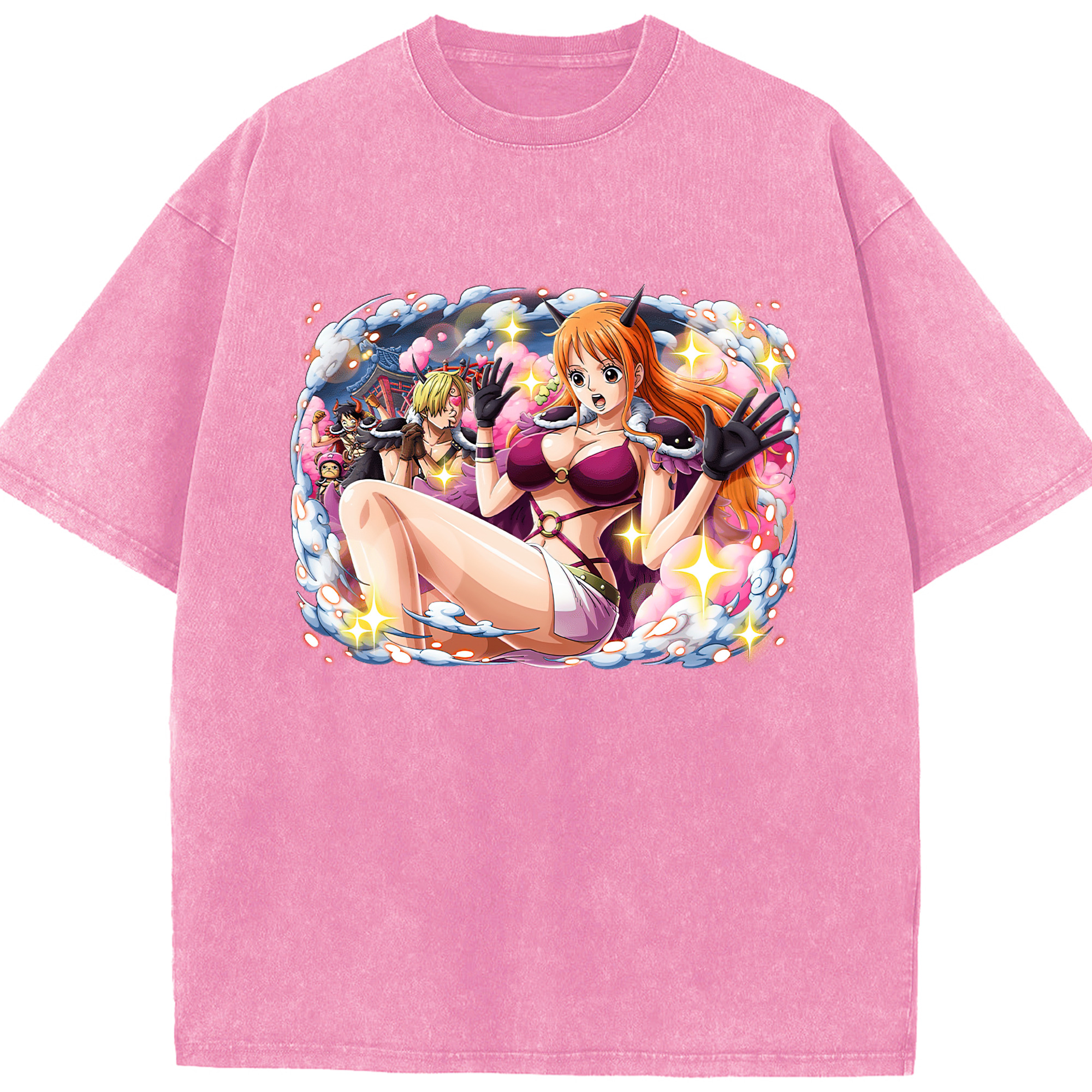 ワンピース ナミ ONE PIECE Nami 綿100% ヴィンテージ風 半袖Tシャツ（フロントプリント）